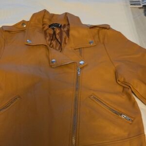 Stylish Women's Tan Leather Jacket NEW